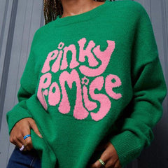 Aurelia Pink and Green Intarsia Sweater