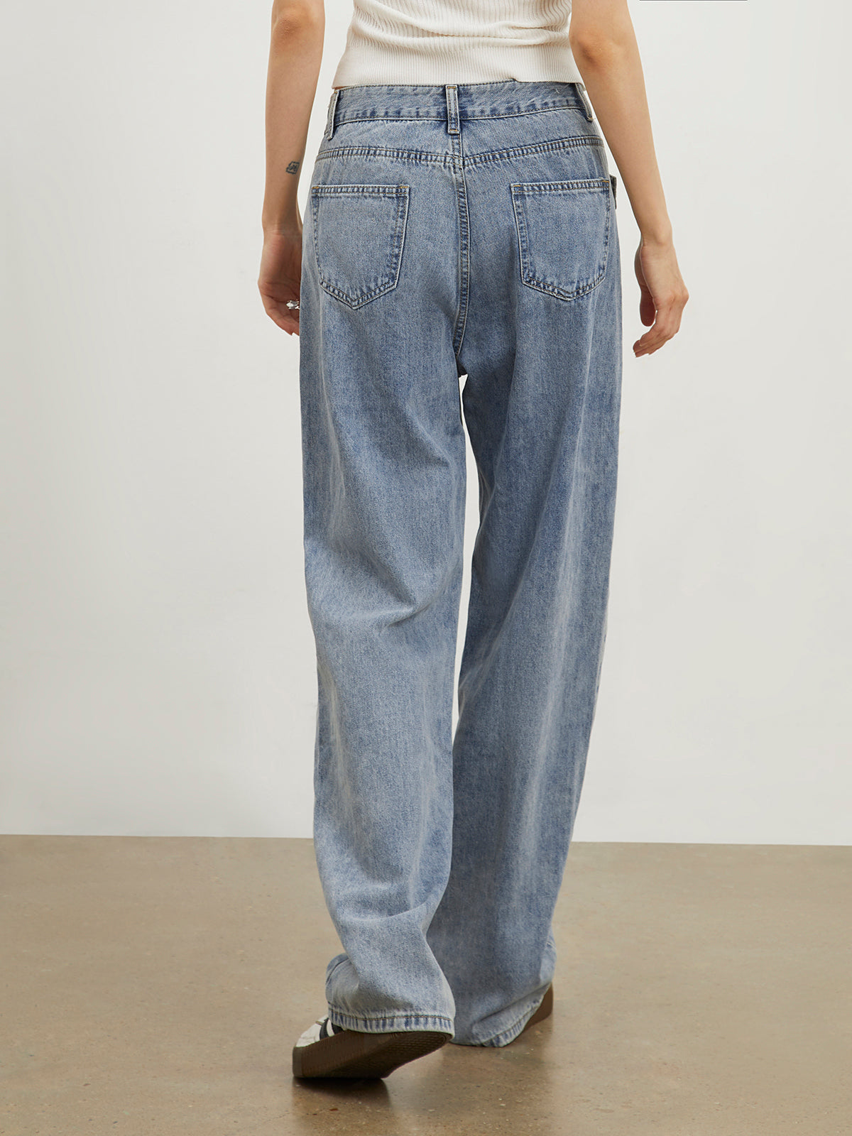 Oblique Belt Denim Straight Leg Jeans