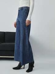 Denim Wide Leg Culotte Pants