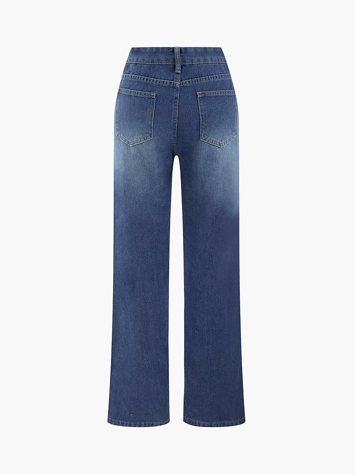 Vintage Wash Denim Straight Leg Jeans
