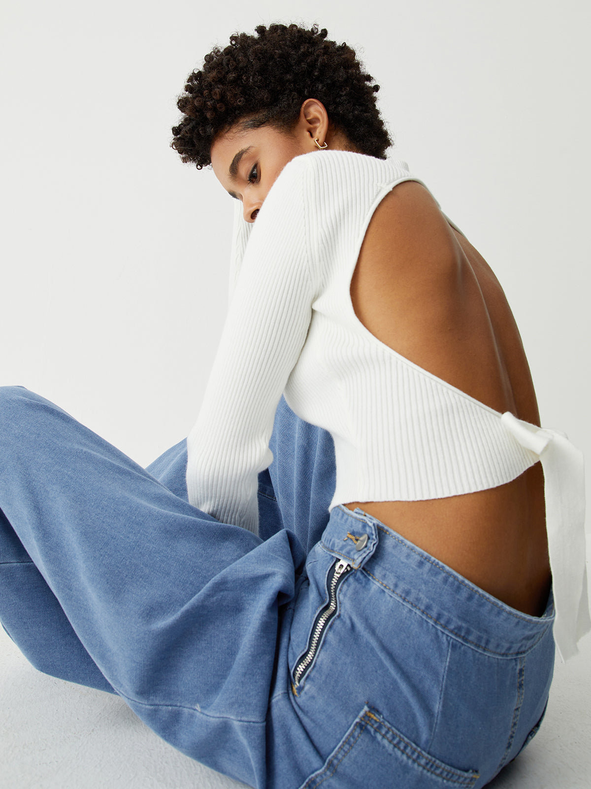 Soft Denim Pleat Wide Leg Jeans