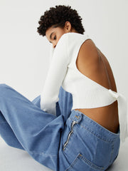 Soft Denim Pleat Wide Leg Jeans