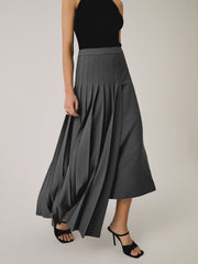 Asymmetric Pleated Graceful Maxi Skirt