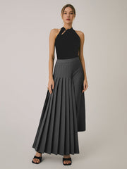 Asymmetric Pleated Graceful Maxi Skirt