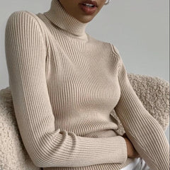 Basic Ribbed Cotton Turtleneck Sweaters