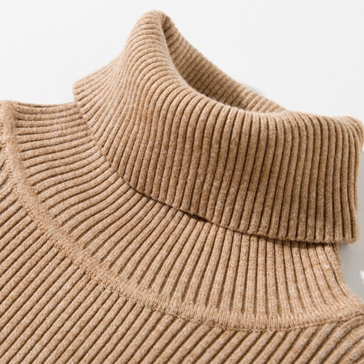 Basic Ribbed Cotton Turtleneck Sweaters