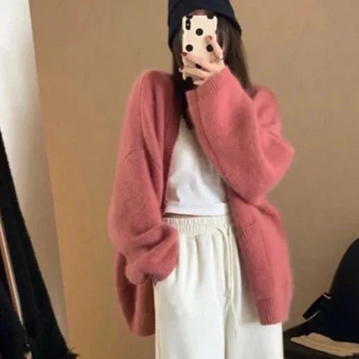 Basic Solid Color Boxy Knit Cardigan - 6 Colors