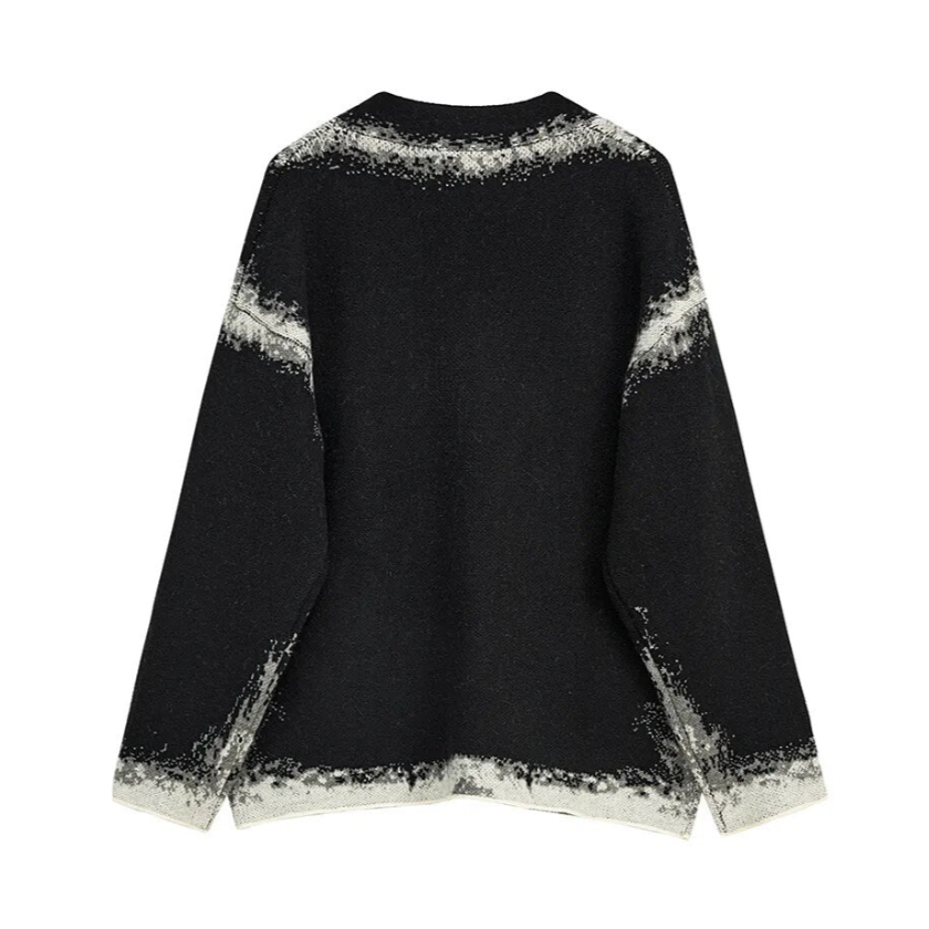 Black Ink Oversized Ombre Sweater Cardigan