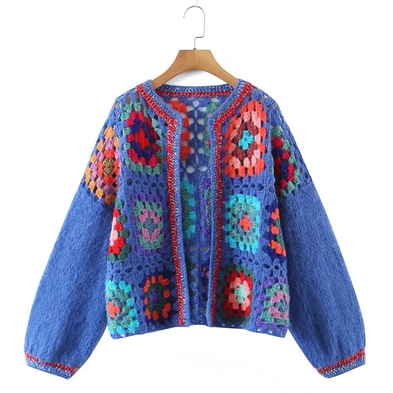 Bohemian Crochet Knit Cardigan Sweater