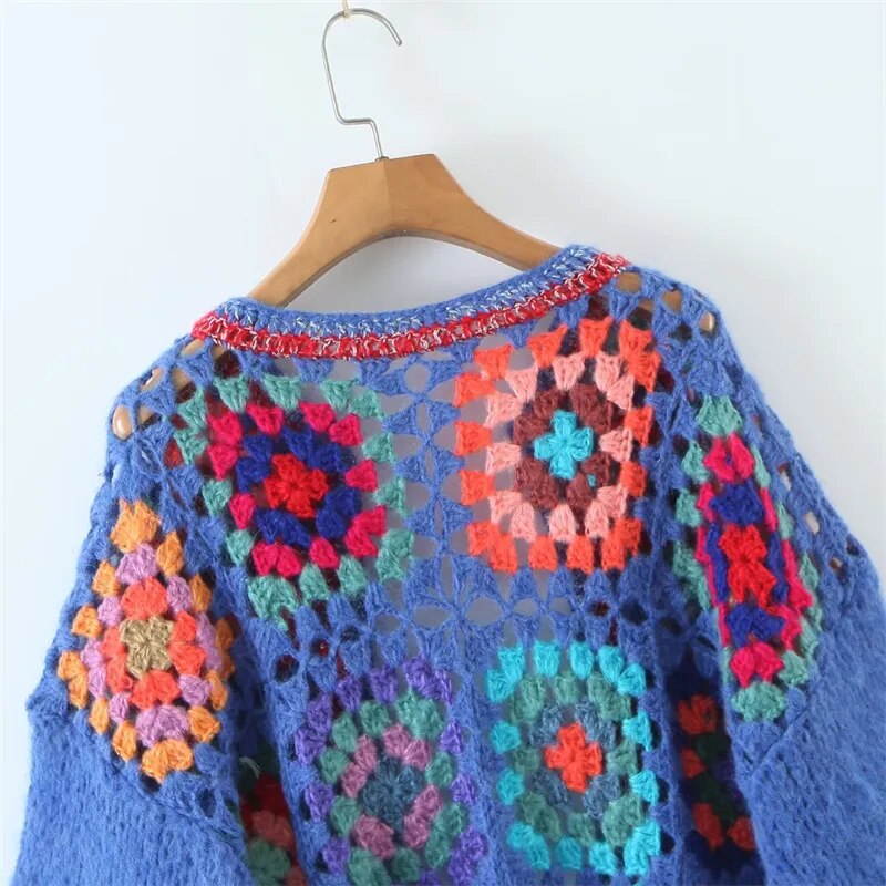 Bohemian Crochet Knit Cardigan Sweater