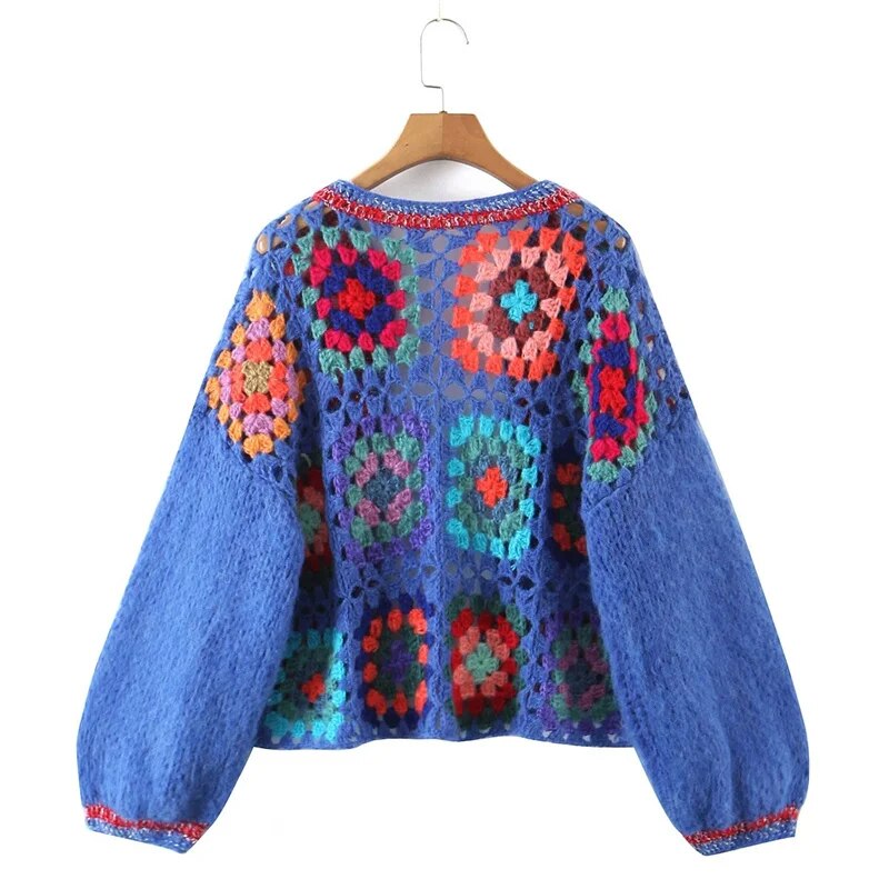 Bohemian Crochet Knit Cardigan Sweater