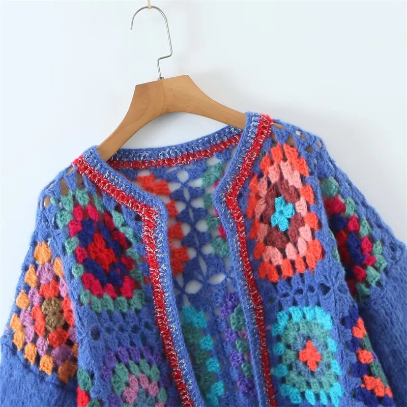 Bohemian Crochet Knit Cardigan Sweater