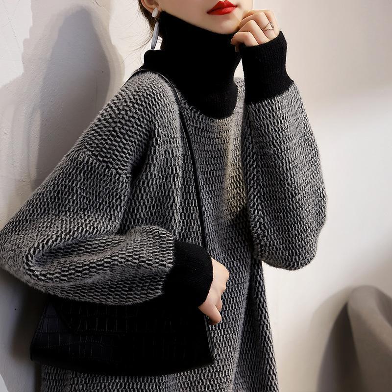 Cider Two Tone Turtleneck Sweaters - 2 Colors