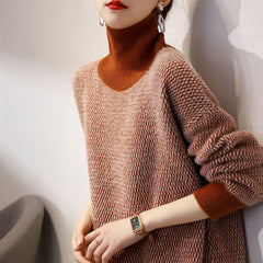 Cider Two Tone Turtleneck Sweaters - 2 Colors