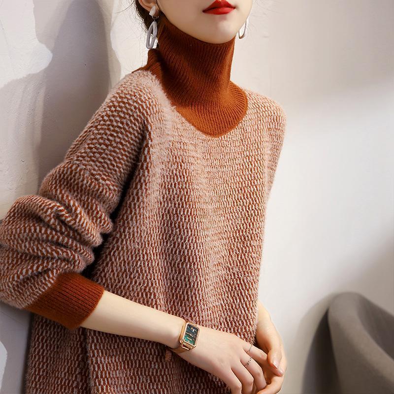 Cider Two Tone Turtleneck Sweaters - 2 Colors