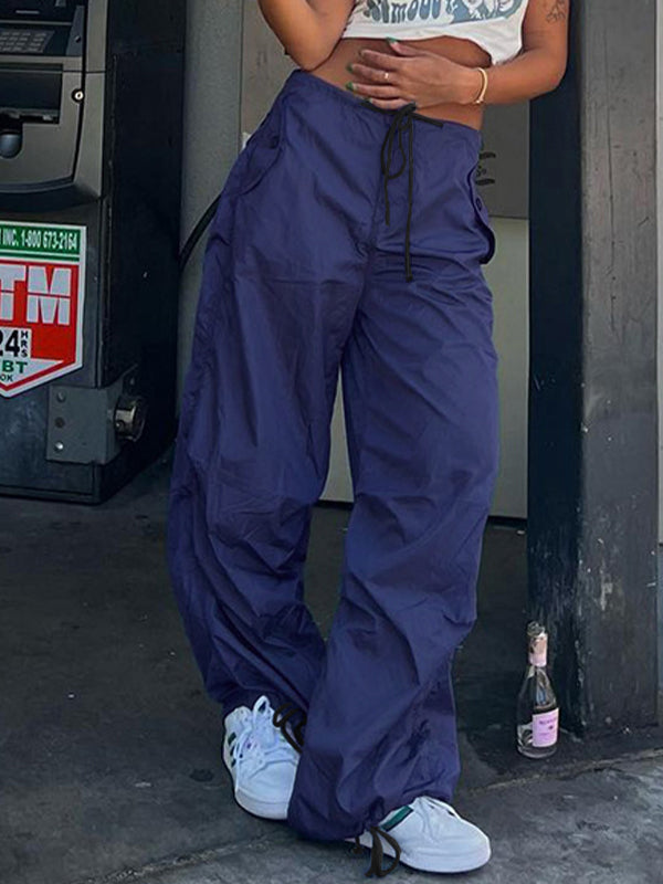 Tie Strap Baggy Trendy Parachute Cargo Pants