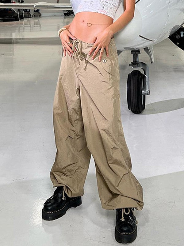 Tie Strap Baggy Trendy Parachute Cargo Pants