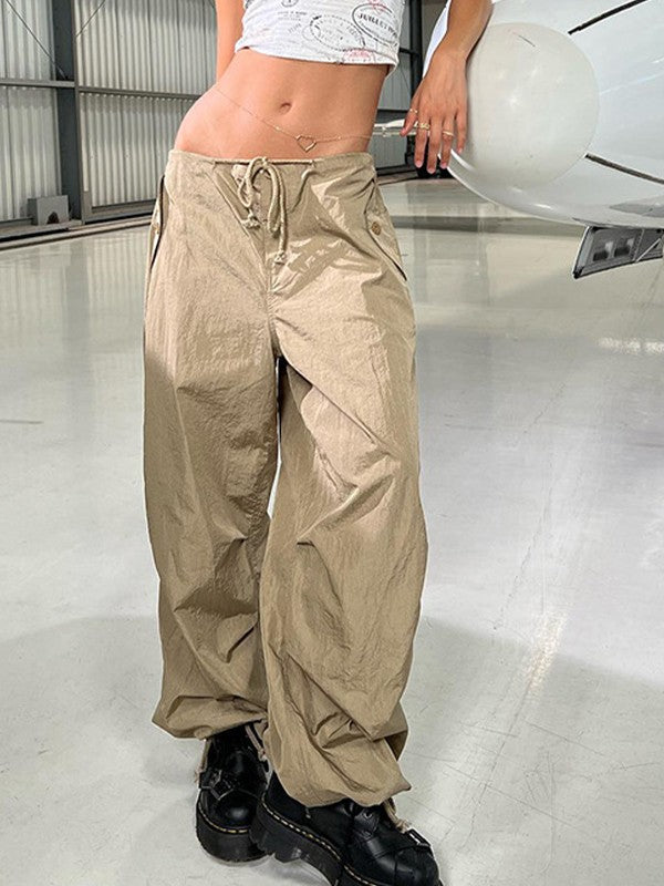 Tie Strap Baggy Trendy Parachute Cargo Pants