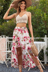 Floral Print Irregular High-Low Skirts