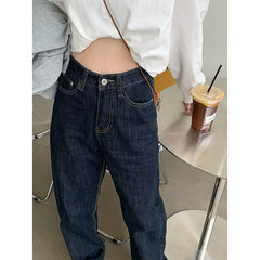 Vintage High Waist Women Blue Jeans Korean Fashion Streetwear Wide Leg Jean Female Denim Trouser Straight Baggy Mom Denim Pants