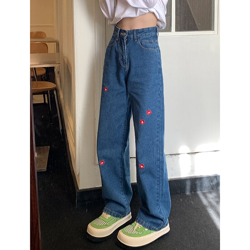 Womens Jeans High Waist GJBD Original Design Fashion Streetwear Pants Harajuku Baggy Casual Vintage Wide Leg Mom Denim Trouser