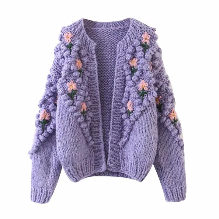 Dores Flower Applique Chunky Knit Cardigan (UPDATE) Click See Details