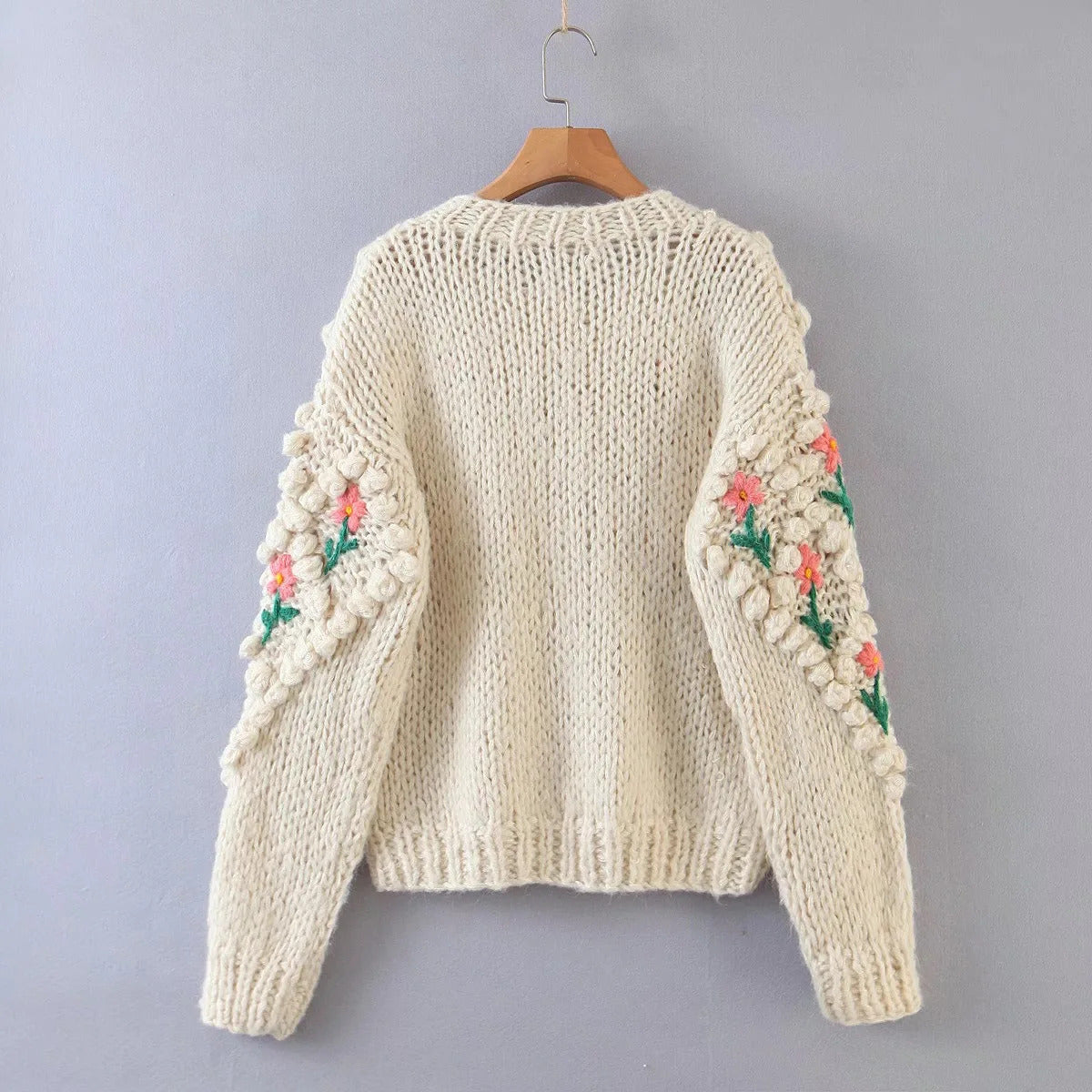 Pamela Flower Applique Chunky Knit Cardigans