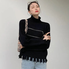 Natalia Zippers Turtleneck Sweater