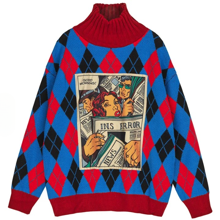 Wendy Argyle Cartoon Graphic Turtleneck Sweater