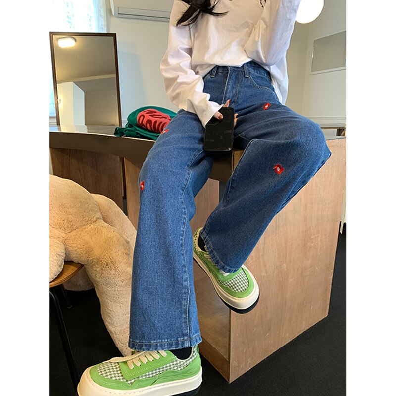 Womens Jeans High Waist GJBD Original Design Fashion Streetwear Pants Harajuku Baggy Casual Vintage Wide Leg Mom Denim Trouser