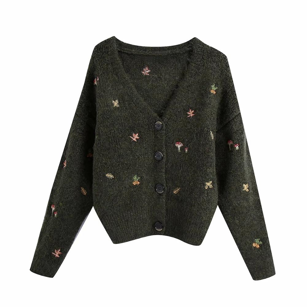 Jimin Embroidery Vintage Knit Cardigan