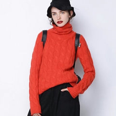 Marion Cashmere Cable Turtleneck Sweaters - 4 Colors