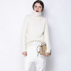 Marion Cashmere Cable Turtleneck Sweaters - 4 Colors