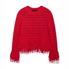 Nova Fringe Trim Red Sweater