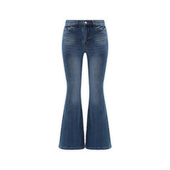 2000s fashion Women's Fashionable and Exquisite Casual Brushed Mid-Waist Slim-Fit Flared Pants Denim Long Pants 03585