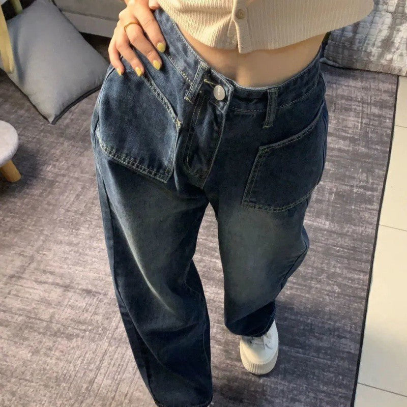 business casual outfits Women's Wide-Leg Jeans Autumn New Retro High Waist Loose Straight Slimming Lengthened Mop Pants Fashion