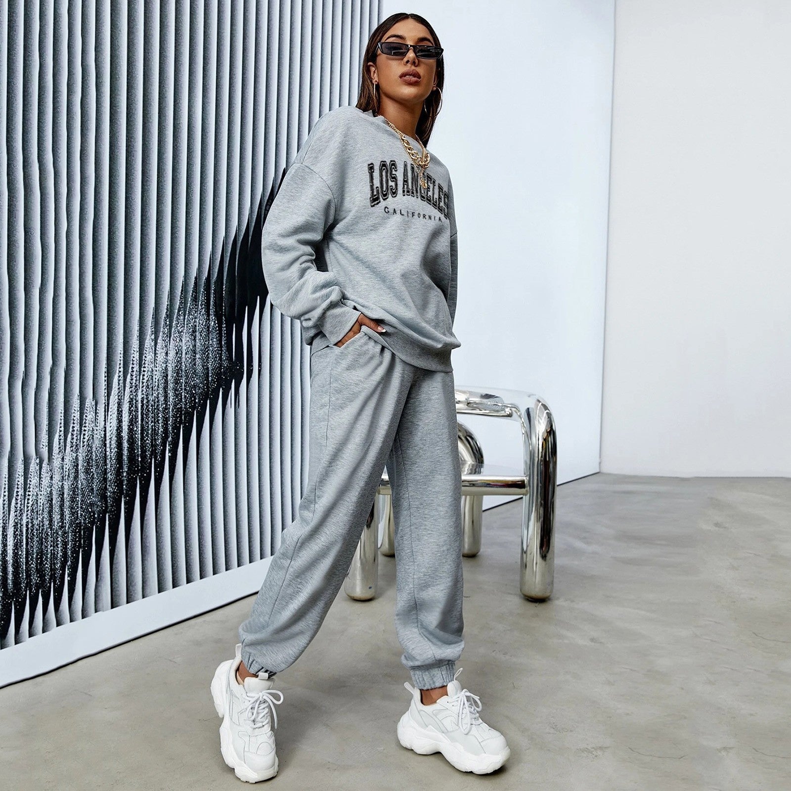fall outfits aesthetic back to school Suit Women's Loose Sweater + Sweatpants Two Pieces Suit plus Size Fashion Warm