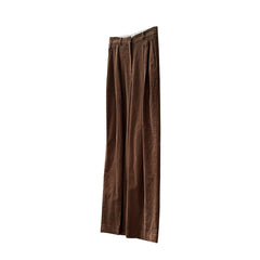 dream clothes 2024 Spring New Retro Dark Brown Caramel Loose Straight Corduroy Women's Pants