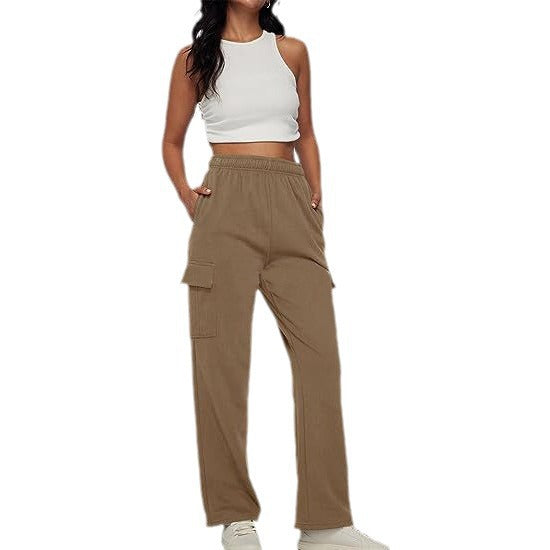 lookbook outfits Autumn and Winter Overalls Women's Casual Sports Trousers New High Waist Slimming Straight Wide Leg Loose Pants Women