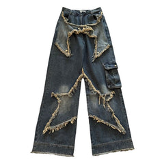 back 2 school outfits American-Style Retro Loose Slimming Jeans Women's Spring and Summer Design Frayed Mop Pants Straight Wide-Leg Pants Fashion