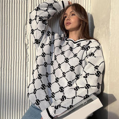 Oversized Monogram Prints Sweaters - 4 Colors