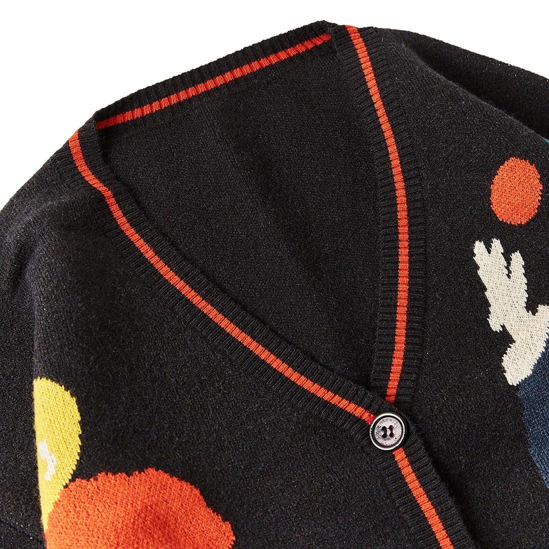 Pierrot Clown Prints Intarsia Cardigan