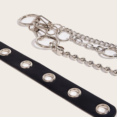 Goth Punk Style Double Layer Metal Pants Chain Belt Retro Y2K Belts for Women Female Jeans Dresses Fashion Belts Accessories