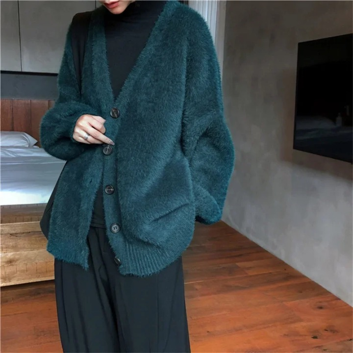 Nora Oversized Faux Mink Fur Cardigan