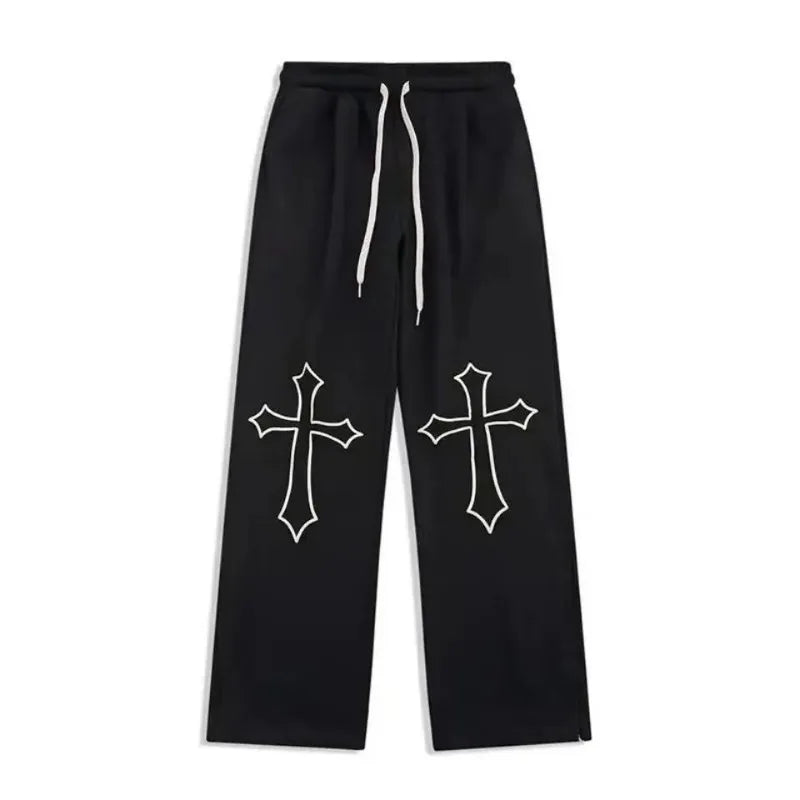 Black Vintage Women's Sweatpants Fleeced Y2k Harajuku Casual Brushed Pants Korean Streetwear Fashion Baggy Trousers Winter