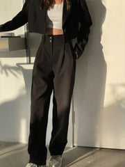 Women Blazer And Pants Sets Autumn Black Crop Blazers Coats And Pencil Long Pants High Streetwear Business Suit Outfits
