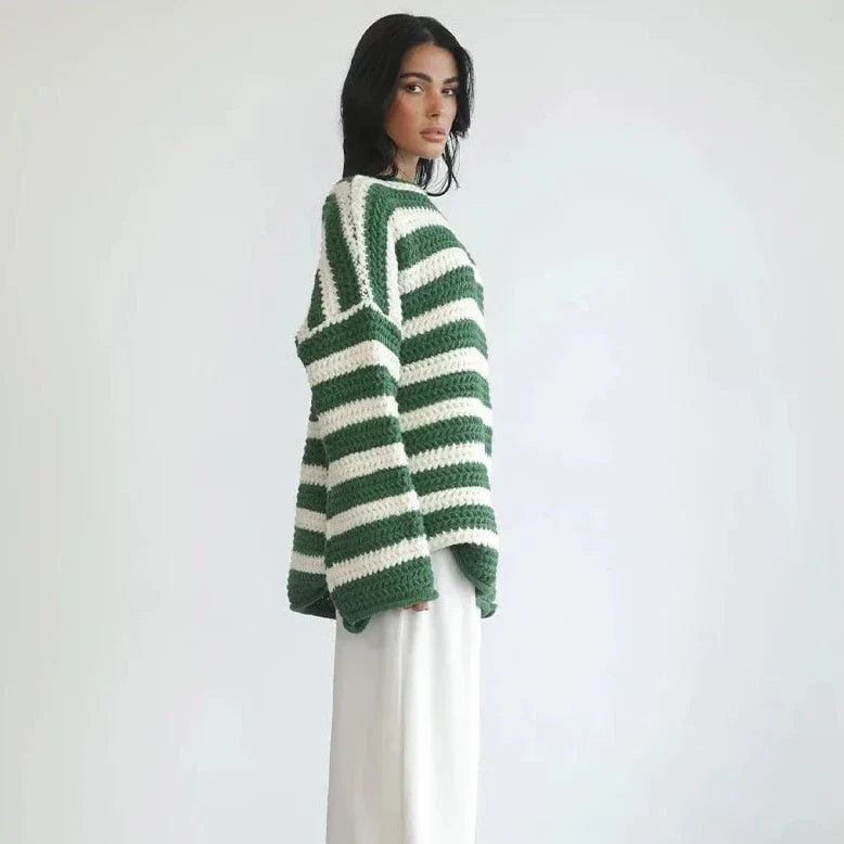 Anneli Striped Knit Oversized Sweater