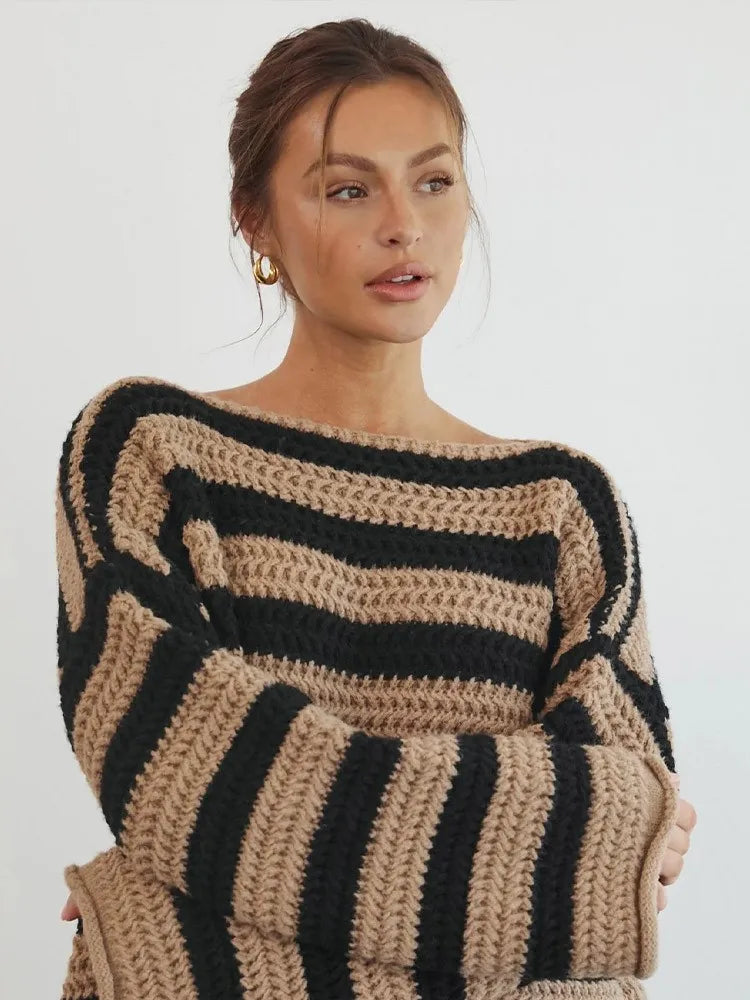 Anneli Striped Knit Oversized Sweater