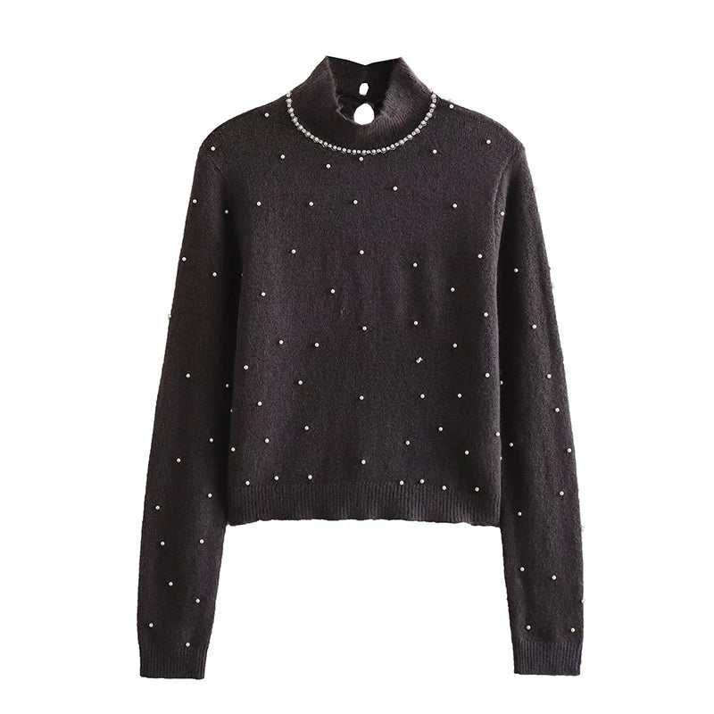 Yelena Pearl Appliques Knit Sweater