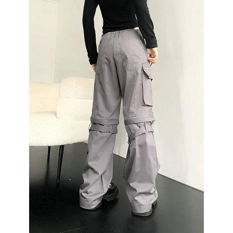 Y2k Gothic Punk Cargo Pants Women Gray Patchwork Streetwear Baddies Baggy Trousers Pocket Korean Fashion Techwear Hippie